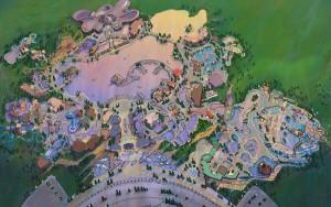 A map of the park shows all the buildings and rides.