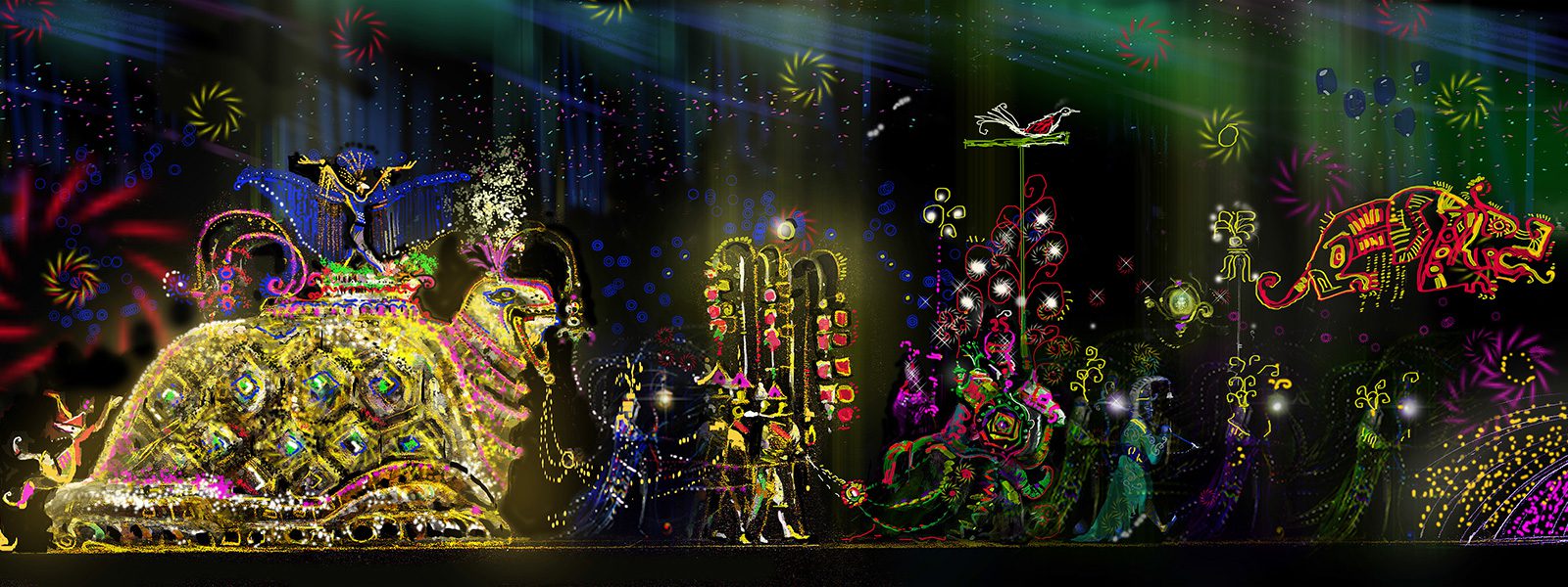 A stage with lights and decorations on it