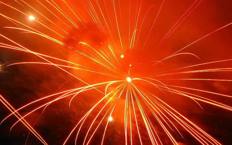 A close up of fireworks in the sky